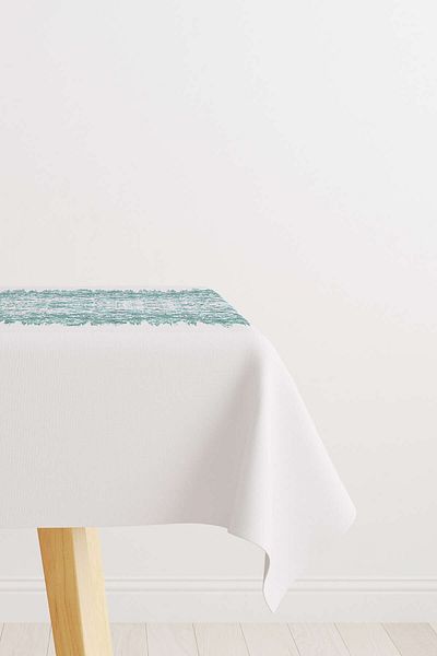 Cango Home Turquoise White Damask Ethnic Patterned Tablecloth Cgh119-ms