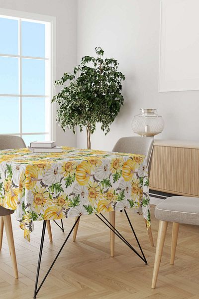 Cango Home Orange Halloween Pumpkin Patterned Digital Printed Tablecloth Cgh752-ms