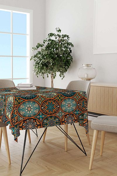 Cango Home Orange Retro Vintage Patterned Digital Printed Tablecloth Otyk007-ms