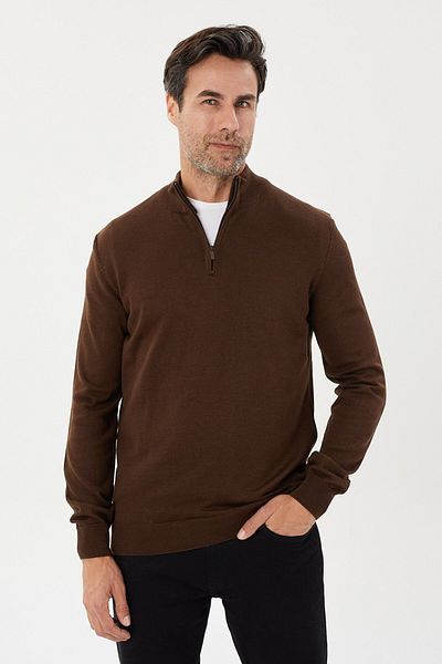 Tony Montana Πλεκτό με μισό φερμουάρ Plus Size-TB-3035