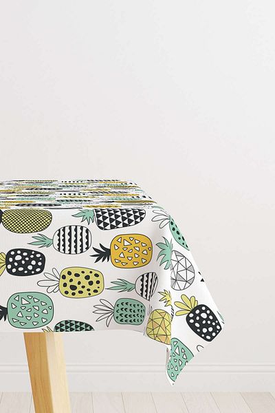 Cango Home Alb Galben Ananas Model Digital Printed Table Shirt Cgh596-ms