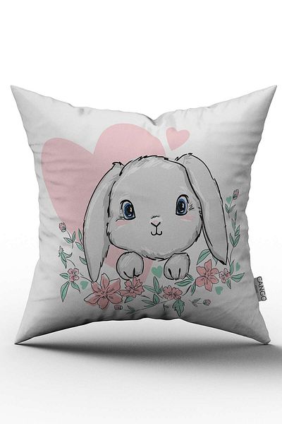 Cango Home Pernă pentru copii cu model iepure alb roz - Cgh046