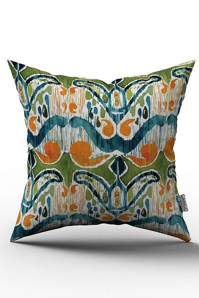 Cango Home Față de pernă decorativă etnică cu două fețe, albastru portocaliu - Cgh154-ct