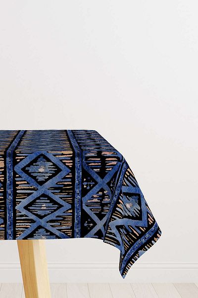 Cango Home Yellow Blue Ethnic Patterned Tablecloth Cgh238-ms