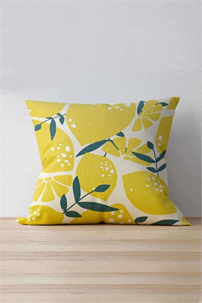 Cango Home غطاء وسادة مطبوع رقميًا منقوش باللون الأبيض والأصفر - Oytyk931