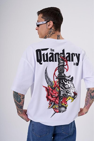 Machinist Men's The Quandary Printed Oversize White T-Shirt