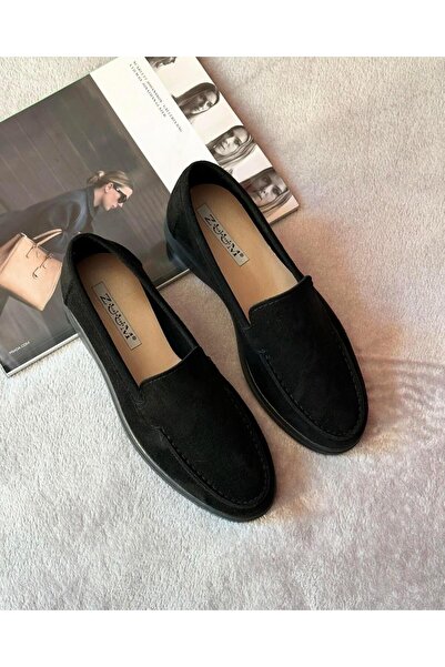 Zuum Дамски мокасини Piana от черен велур - ежедневни обувки