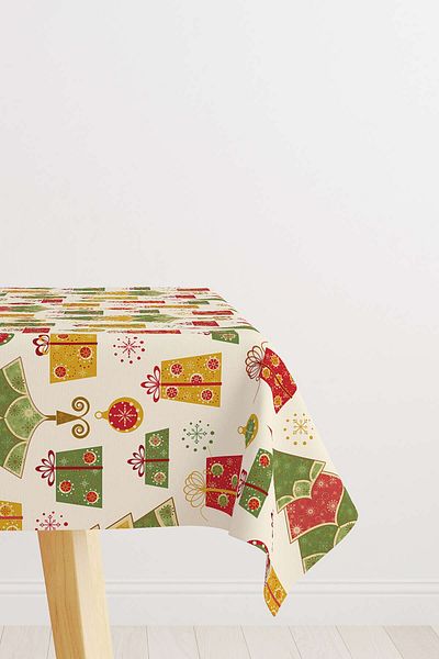 Cango Home Red Green Christmas Themed Digital Printed Tablecloth Cgh844-ms