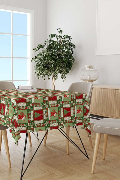 Cango Home Red Green Christmas Themed Digital Printed Tablecloth Cgh801-ms
