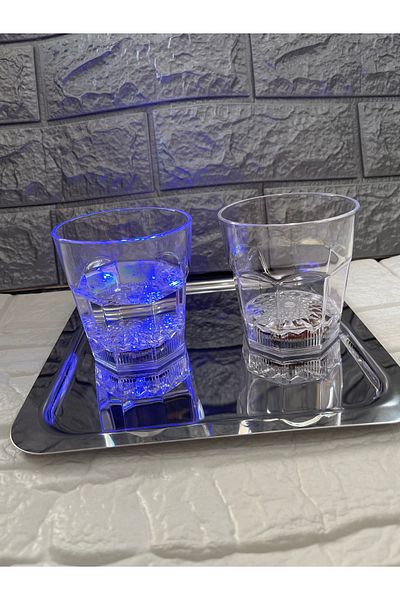 MİMOZA PARK 2 Large Size Crystal Color Changing Coffee Side Cups Cocktail Glasses - (Not Glass)