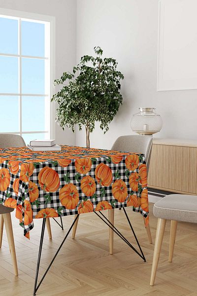 Cango Home Orange Halloween Pumpkin Patterned Digital Printed Tablecloth Cgh751-ms
