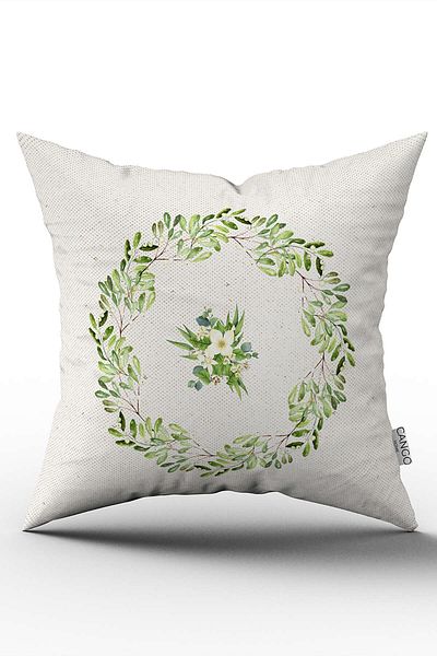 Cango Home Husă de pernă cu două fețe, verde crem, cu model de flori, imprimată digitală Cgh1063