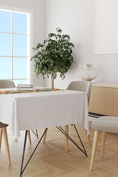 Cango Home Alb Negru Buline Tropical Model Digital Printed Table Shirt Cgh1104-ms