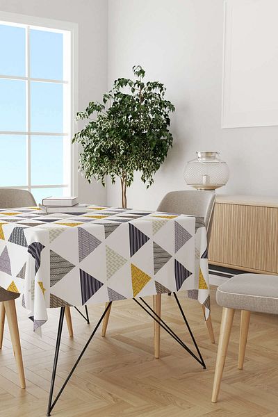 Cango Home Maser de birou cu model geometric gri galben Cgh078-ms