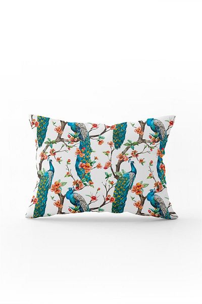Cango Home Double Sided 35x50 Turquoise Orange Peacock Patterned Throw Pillow Pillow Case - Cgh016-3550