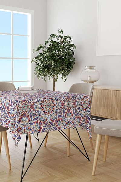 Cango Home Red Ethnic Tulip Motif Special Design Pillow Tablecloth Otyk002-ms