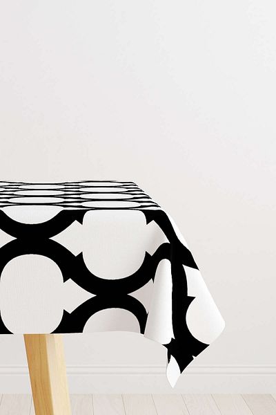 Cango Home Black and White Modern Geometric Patterned Digital Printed Tablecloth Otyk531-ms