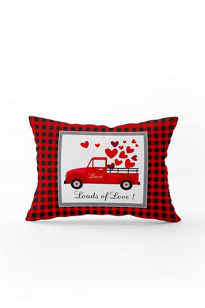 Cango Home Red Black Plaid Valentine's Day Themed Digital Printed Throw Pillow Cover Cgh1021-3550 Double Side B