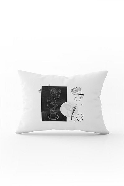 Cango Home Husă de pernă cu sculptură modernă, albă, neagră, imprimată digitală Cgh549-3550 imprimată pe două fețe
