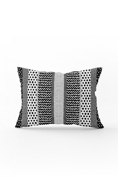 Cango Home Față de pernă dublă 35x50 albă neagră cu dungi geometrice - Cgh087-3550