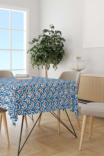 Cango Home Masa cu model etnic albastru rosu Cgh252-ms