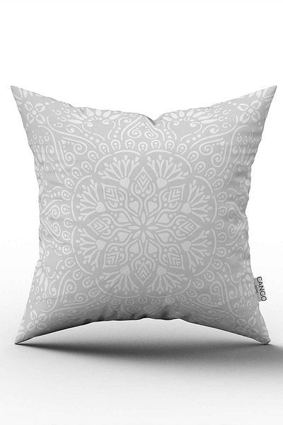 Cango Home White Gray Ramadan Themed Decorative Patterned Digital Printed Throw Pillow Cover CGH1297