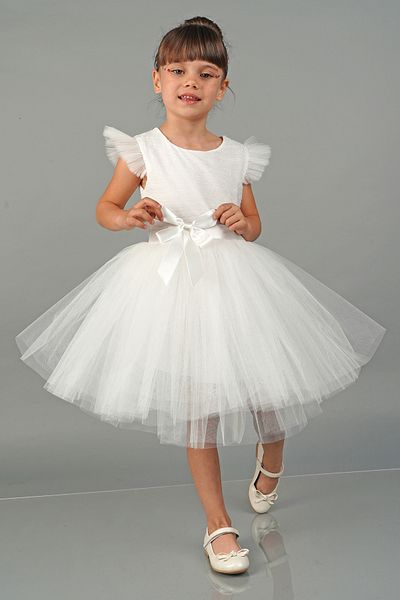 Mixie White Tulle Girls' Evening Dress Party Dress