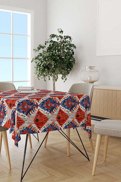 Cango Home Red Blue Ethnic Decorative Tablecloth Cgh184-ms