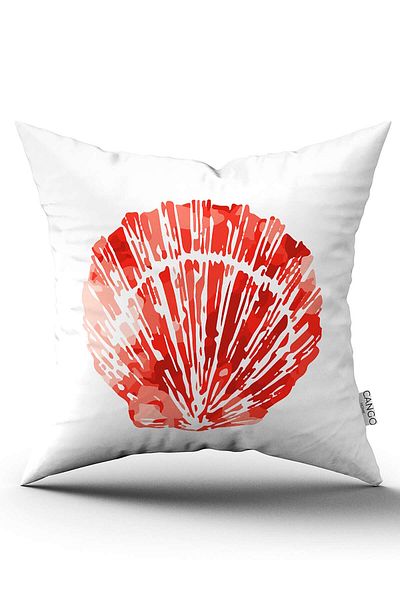 Cango Home Double Sided Red White Marine Pattern Digital Printed Throw Pillow Cover Cgh1240