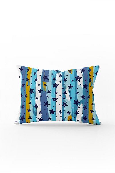 Cango Home Față de pernă cu două fețe 35x50 Blue White Star - Cgh066-3550