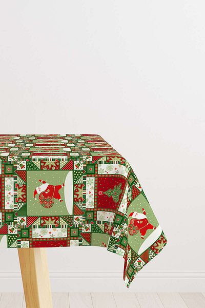 Cango Home Red Green Christmas Themed Digital Printed Tablecloth Cgh801-ms