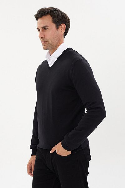 Tony Montana Μεγάλο μέγεθος V Neck Basic Knitwear-TB-3044
