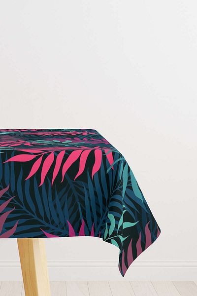 Cango Home Red Pink Floral Digital Printed Tablecloth
