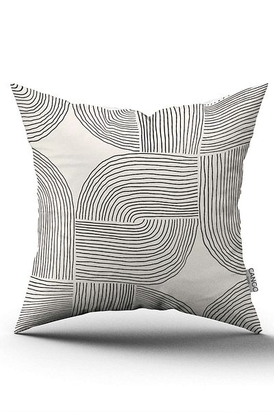 Cango Home Cream Black Double Sided Geometric Printed Throw Pillow Cover - Cgh1223