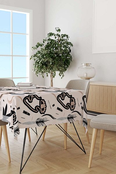 Cango Home Hanorac de birou cu imprimare digitală cu model de siluetă modernă de culoare crem negru Cgh1098-ms