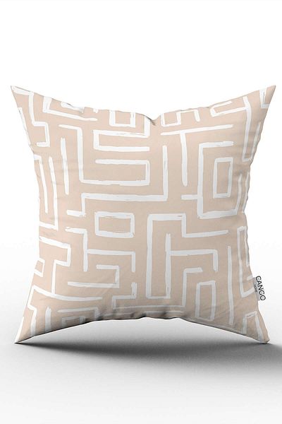 Cango Home Κάλυμμα μαξιλαριού Bohemian Nordic Geometric Pattern Throw - Διπλής όψης, Κρεμ Λευκό, Ψηφιακή εκτύπωση Cgh1203