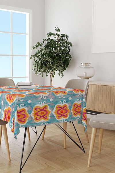 Cango Home Masa Decorativa Etnica Albastru Portocaliu Cgh156-ms