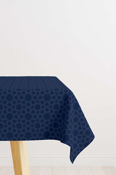 Cango Home Albastru bleumarin și alb cu tema Ramadan, cu modele decorative, cu imprimare digitală, cgh1314-ms