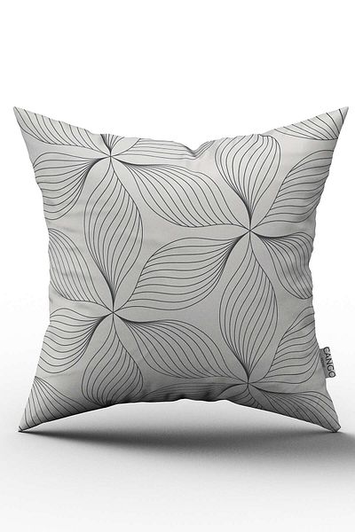 Cango Home Față de pernă cu două fețe, albă, neagră, decorativă, cu model de flori - Cgh029-ct