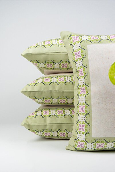 Cango Home Double Sided Green Cream Decorative Lemon Patterned 4-Piece Digital Printed Throw Pillow Cover Set 4kmbs266-ct