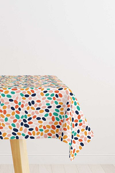 Cango Home Orange Green Tropical Geometric Patterned Digital Printed Tablecloth Cgh1046-ms