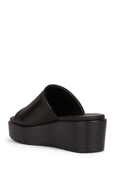 Geox Black Leather Slippers Xand 2.2s - Thick Sole D45m1c00043c9999