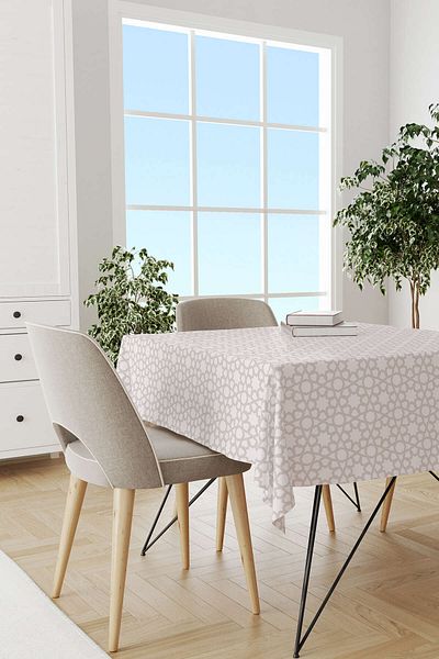 Cango Home Cream Beige Ramadan Themed Decorative Patterned Digital Printed Tablecloth Cgh1314-2-ms