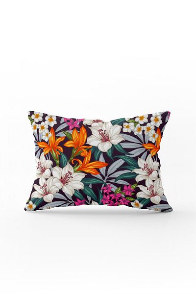 Cango Home Față de pernă cu două fețe 35x50 alb portocaliu tropical floral - Cgh055-3550