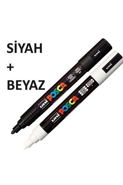 UNİ-BALL Uni-Ball Posca Pc-3M 0.9-1.3 - Black and White Poster Marker Pen (1 Piece)