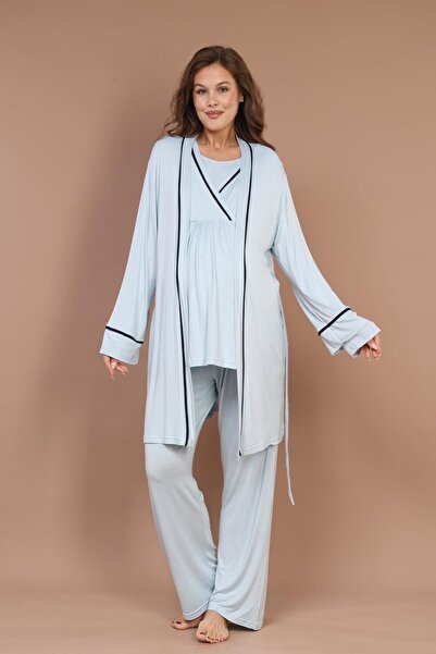 lohusahamile Set pijama de maternitate cu mâneci lungi și rochie