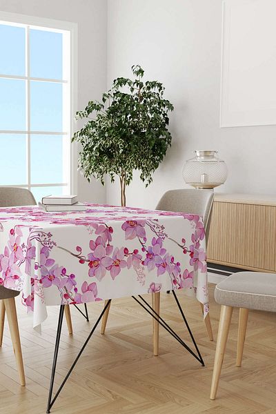 Cango Home Hanorac de birou cu imprimare digitală cu model orhidee alb roz Otyk768-ms