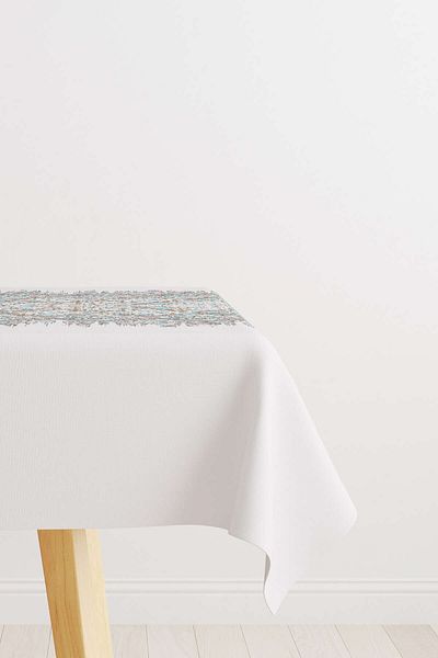 Cango Home Turquoise Gray Damask Patterned Tablecloth Cgh130-ms