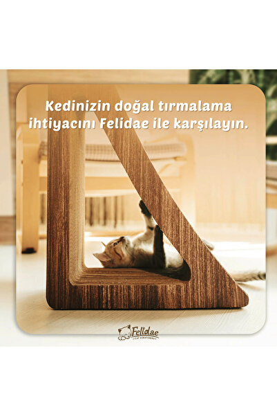 Felidae Oluklu Mukavva, Kedi Tırmalama Kanepesi – Dikey Tırmalama / Large (39X59X24CM) - Koyu Ahşap Renk