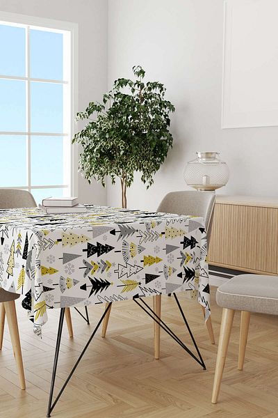 Cango Home Yellow Black Christmas Themed Digital Printed Tablecloth Cgh819-ms